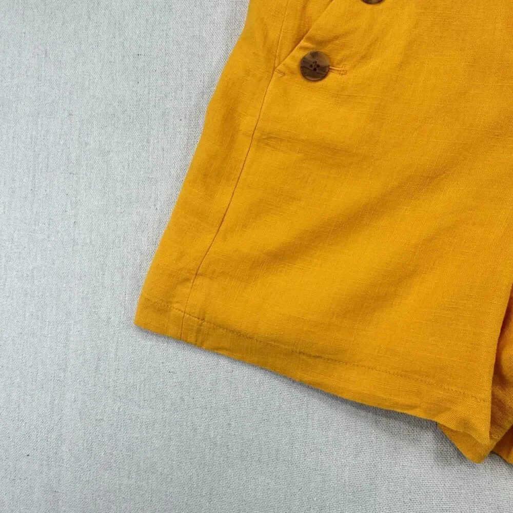 J.Crew NWT Women’s Linen Blend Sailor Shorts Yellow High Rise Size 00 Button